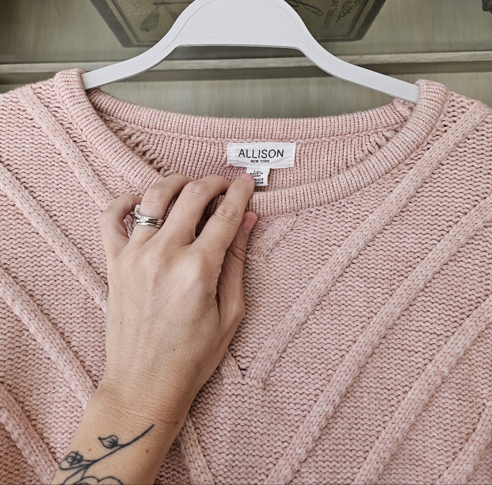 ALLISON NY Adelle Chunky Knit Blush Pink Sweater - Picture 6 of 7
